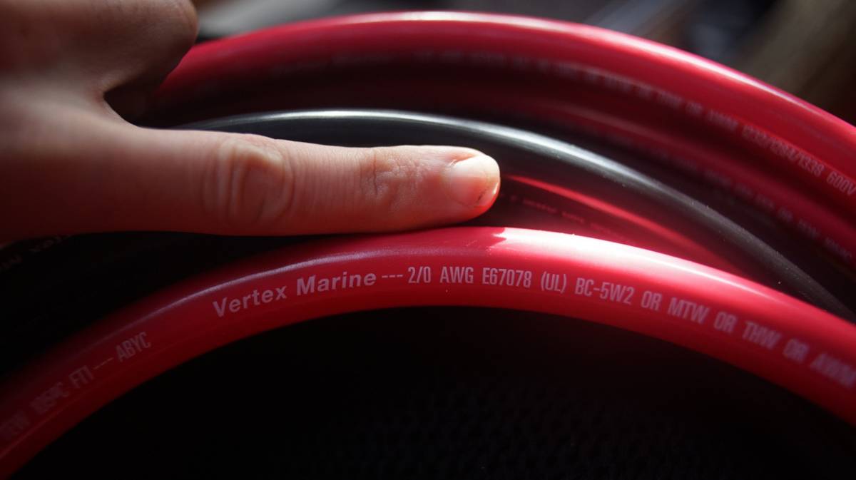 two large 2/0 awg cables