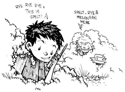 devine calling rek on the radio using codenames like Rye, Spelt and Melon Pan for little ninj