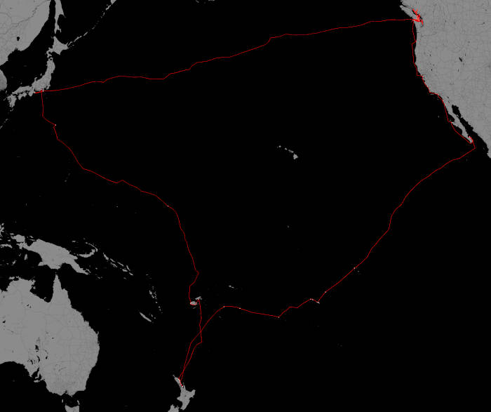 2016-2020 sailing route in the pacific ocean