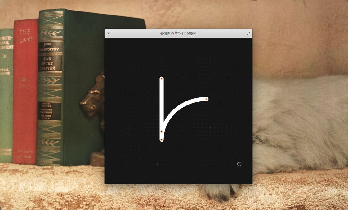 A desktop screenshot of Dotgrid with a R letter drawn in the canvas