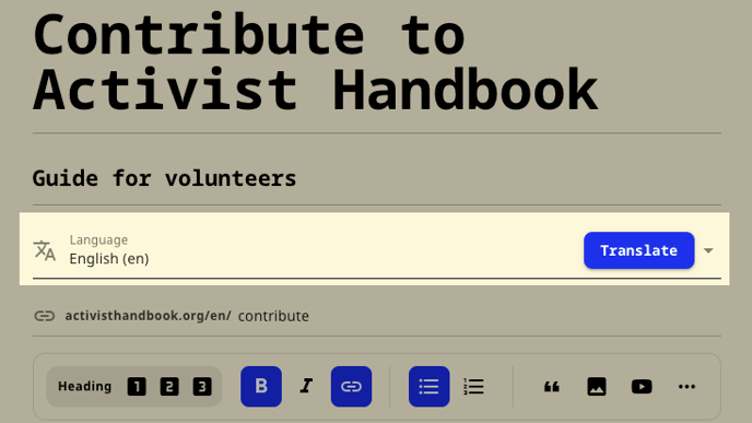 Screenshot: Select an existing language, or add a new language