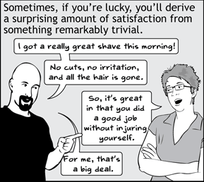 Meyer demonstrates "How to Take Pleasure from the Little Things".