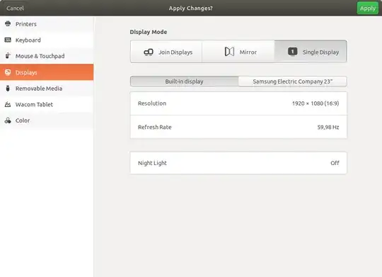 Built in display has no 'Orientation' option