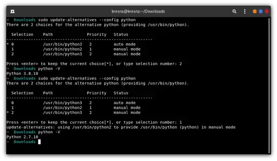 example switch python version