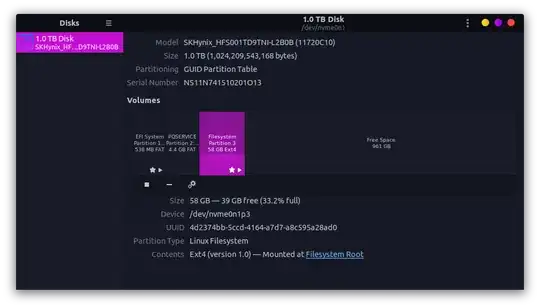 screenshot of disk space