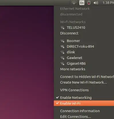 Network menu
