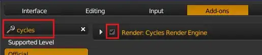 enabling the cycles addon