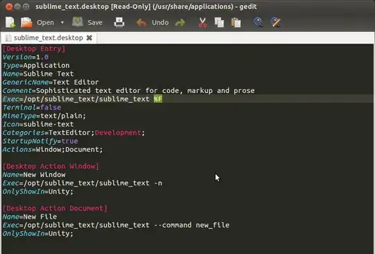 an image of gedit using monokai color theme and showing the Exec line and the &F parameter highlighted