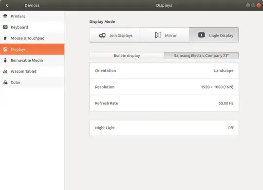 External display has 'Orientation' option
