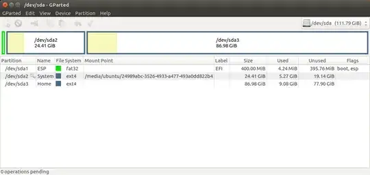 Gparted view of system drive