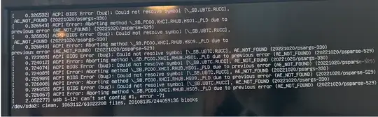 The errors shown on screen 2 during startup and then forever more.