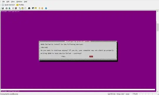 grub-efi-amd64 configuration/install failure screen
