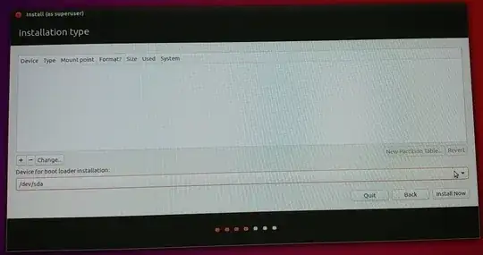 "Installation type" window during Linux installation