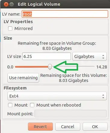 Edit Logical Volume window