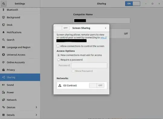 screenshot of greyed out Screen Sharing button