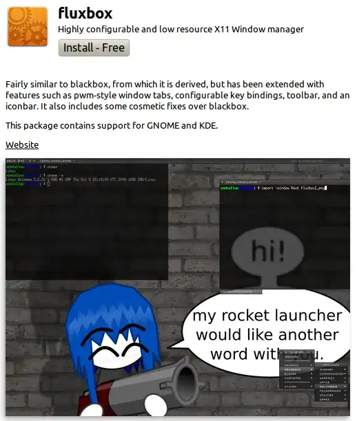 fluxbox in Ubuntu Software Centre