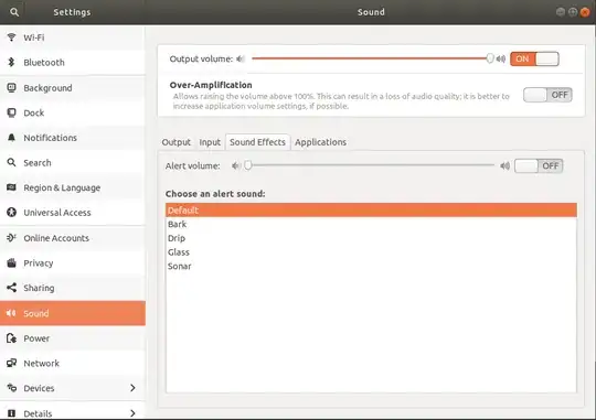 Sound settings dialogue