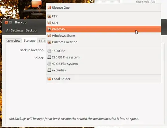 deja-dup storage destination folder options