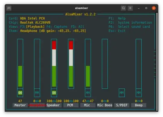 How alsamixer appears at booting