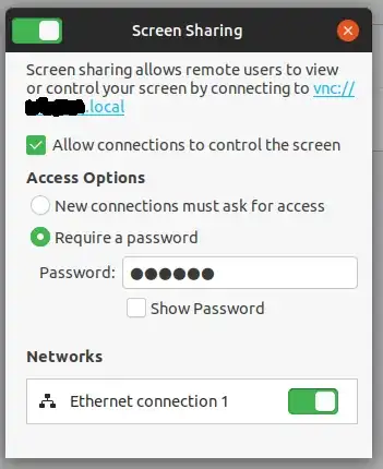 Sharing settings on desktop