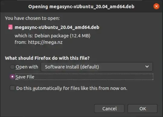 Screenshot of dialogue box