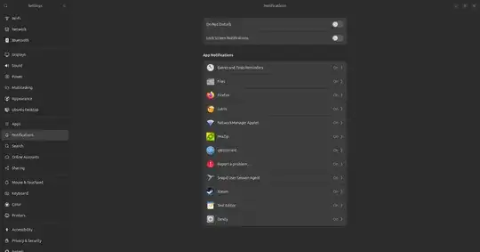 Screenshot of my notification settings