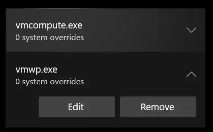 overrides for vmcompute