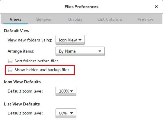 Files Preferences Window