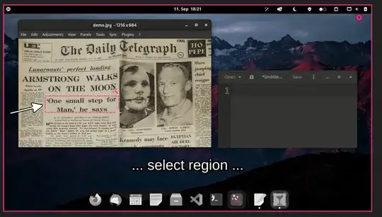 Selecting a region in NormCap