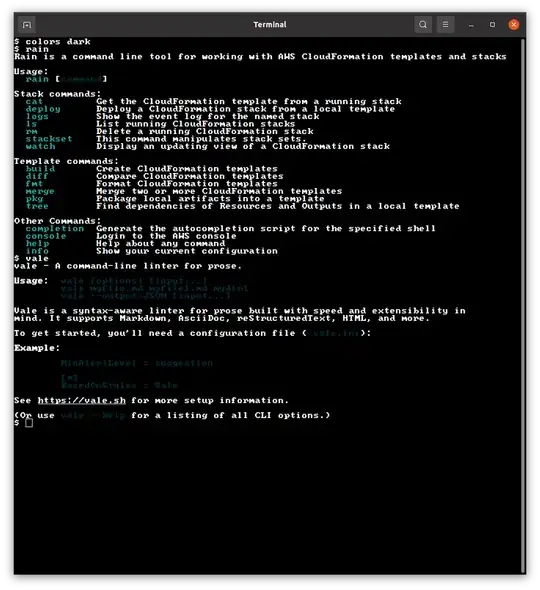 Dark foreground color is invisible on a black background.