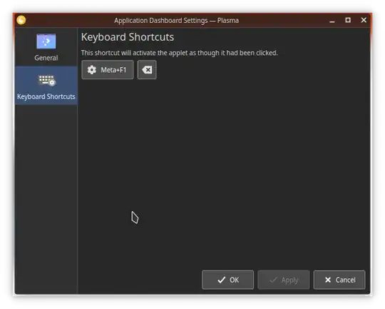 'Application Dashboard Settings ― Plasma' window