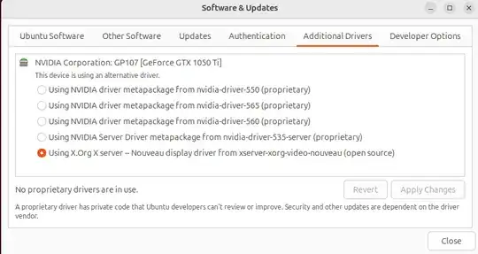 Software and Updates Screen