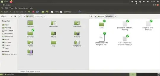result of Caja Dropbox package installation