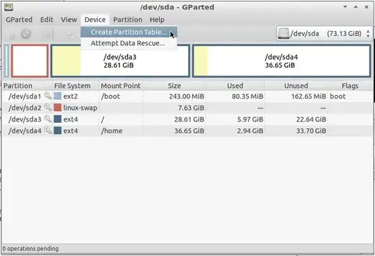 creating a new partition table in GParted