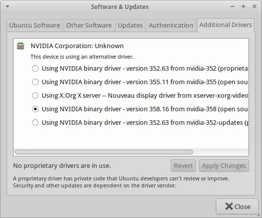 additional drivers dialog