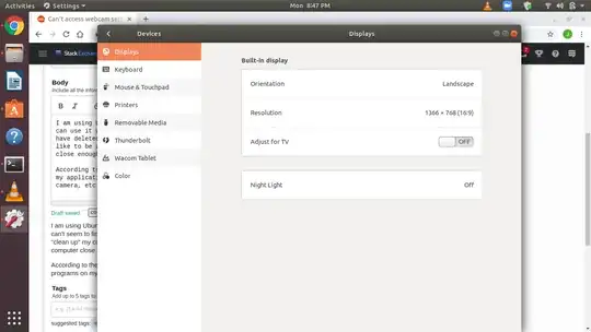 Ubuntu settings list