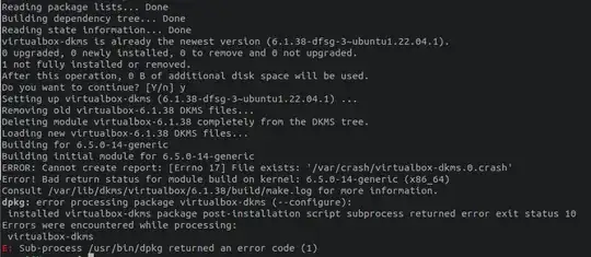 sudo apt install virtualbox-dkms (output)