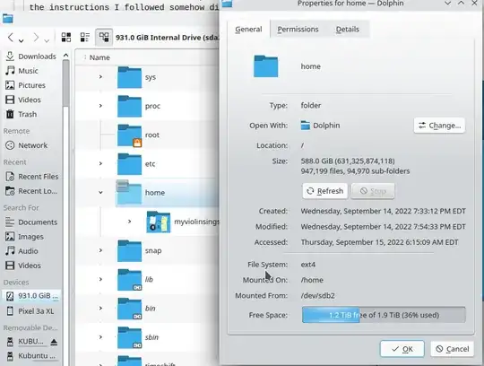 ext drive sdb2 home dir mounted
