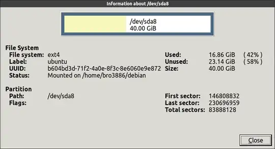 GParted information window screenshot
