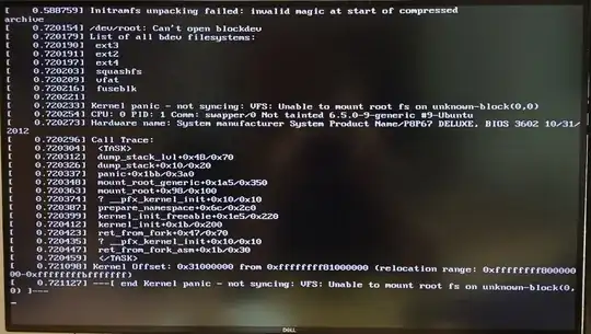 Screenshot of the error in 23.10