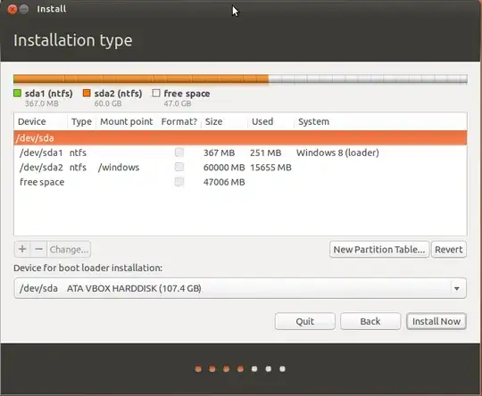 Ubuntu installer partitioning screenshot