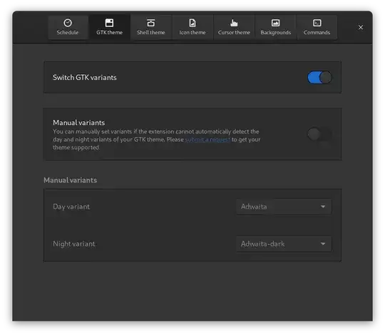 Screenshot of the GTK theme tab