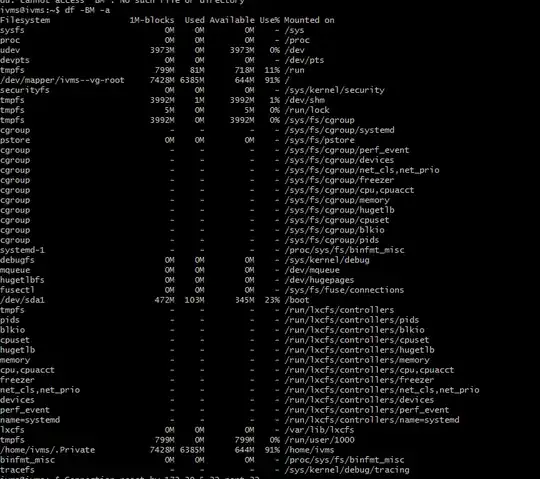 screenshot of storage details