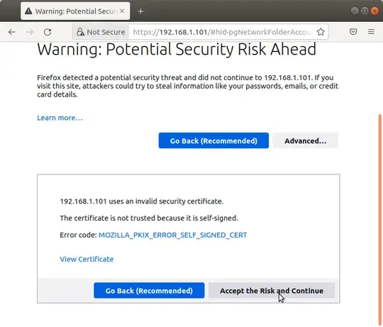 Potential Security Risk warning