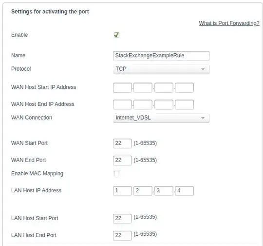 Port Forwarding Menu