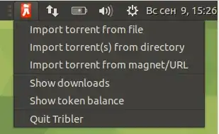 Tribler on Ubuntu 18.04 LTS MATE - tray icon