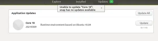 Screenshot of Error Updating Core 18