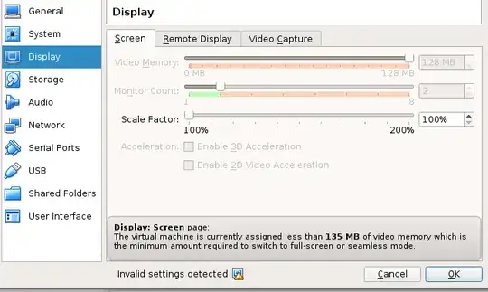 Settings before the change
