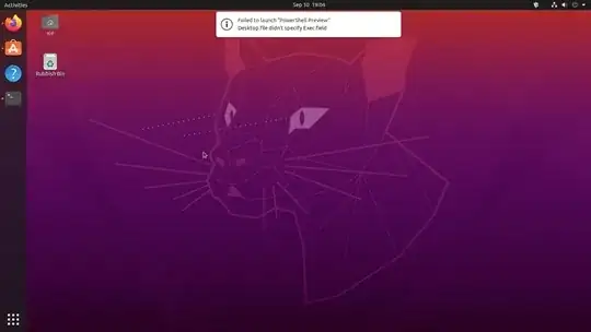 Screenshot of the error message