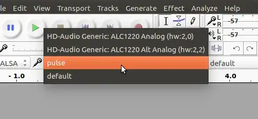 audacity recording device menu before the command